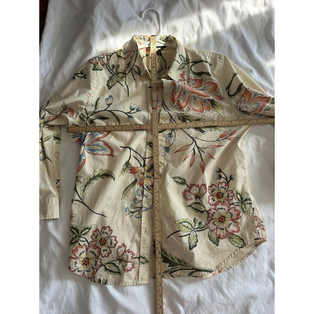 Lauren Ralph Lauren Floral Cotton Shirt Women’s Size M Cream Long Sleeve - Picture 4 of 5